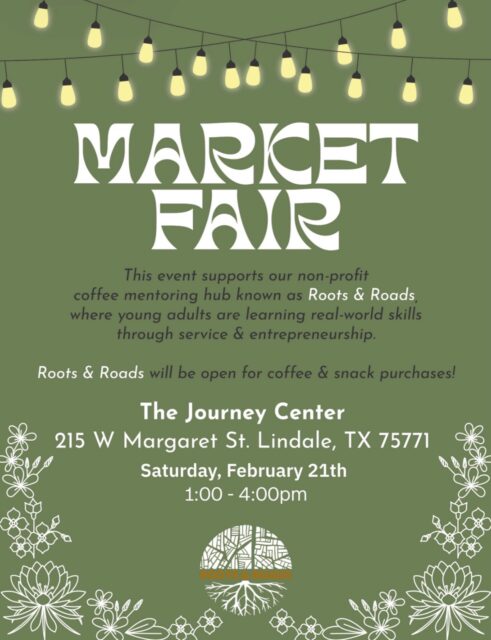 Today is MARKET FAIR! Come hang out with us, do some shopping provided by your local east tx vendors, and grab a coffee!