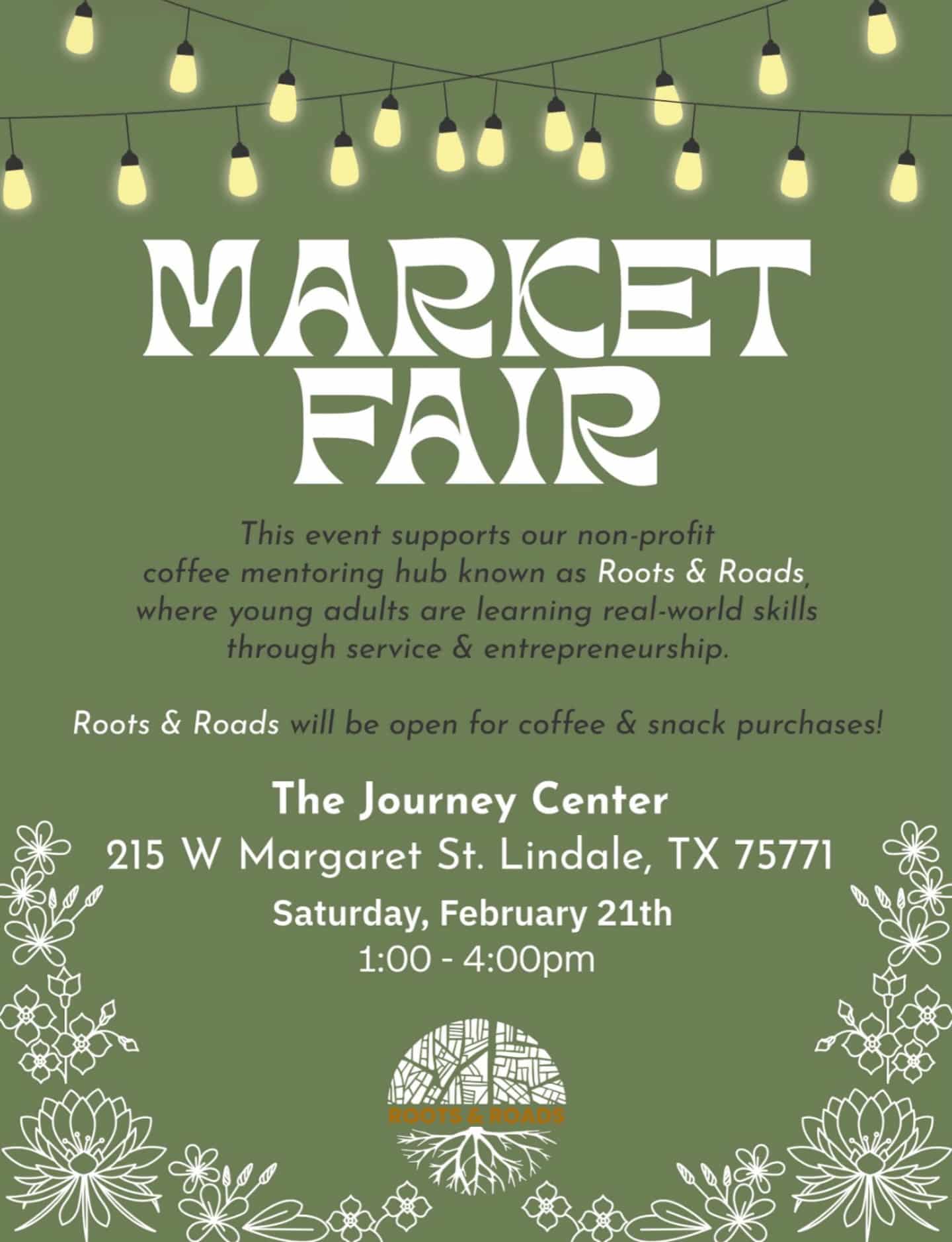 Today is MARKET FAIR! Come hang out with us, do some shopping provided by your local east tx vendors, and grab a coffee!